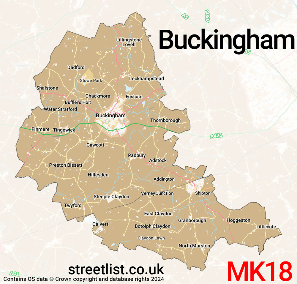 Map of the MK18 postcode