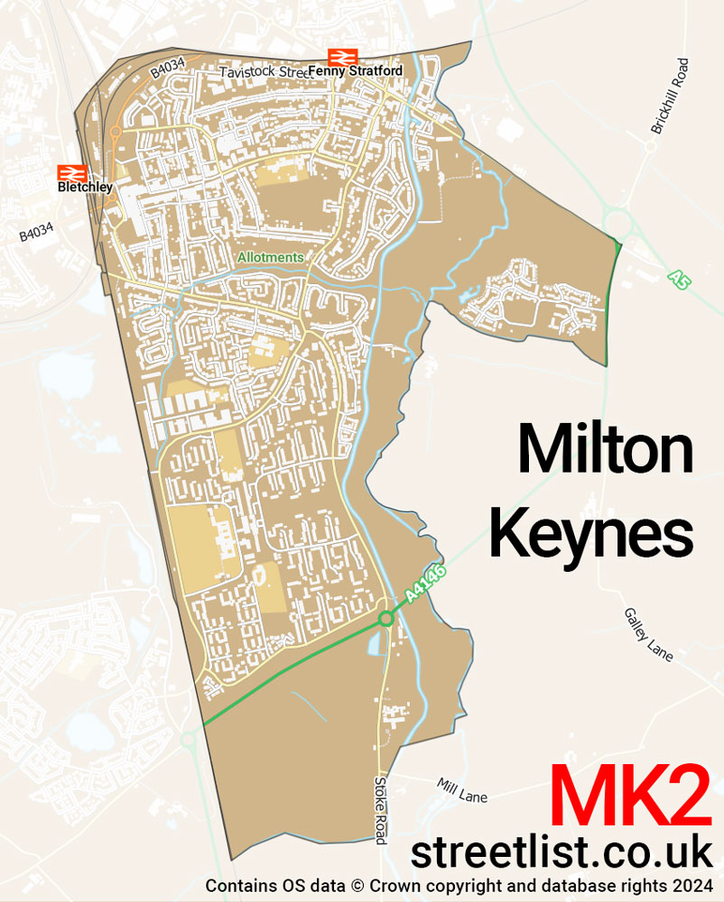 Map of the MK2 postcode