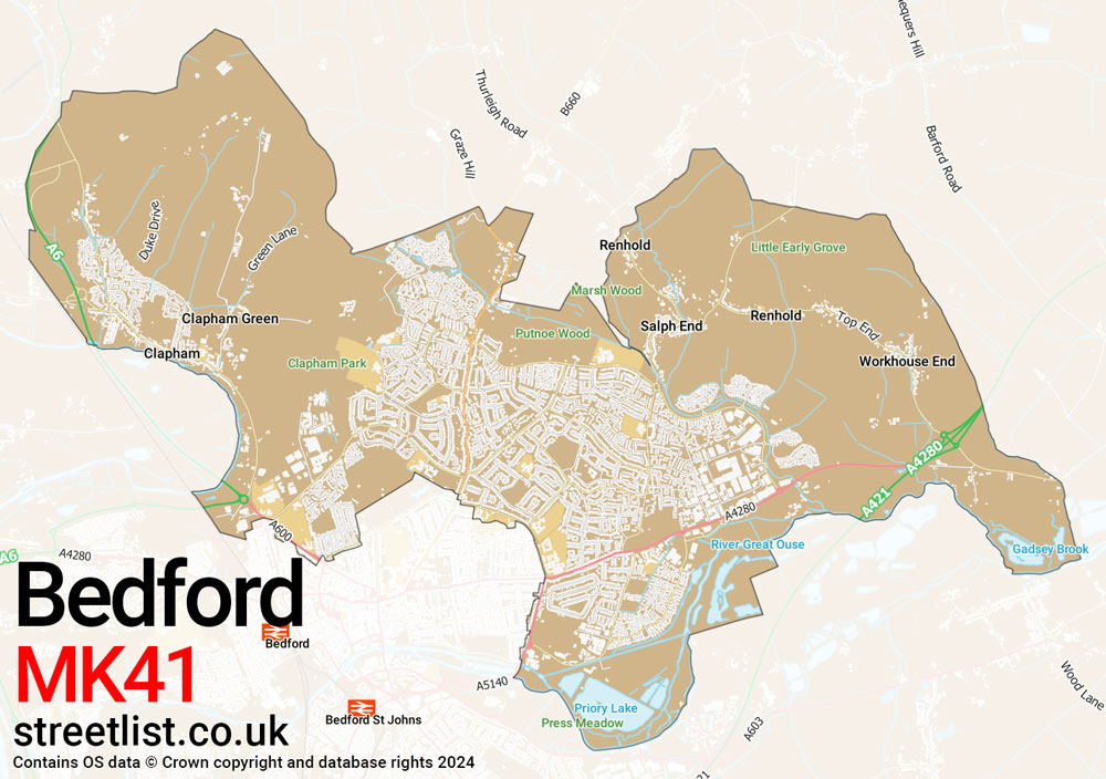 Map of the MK41 postcode