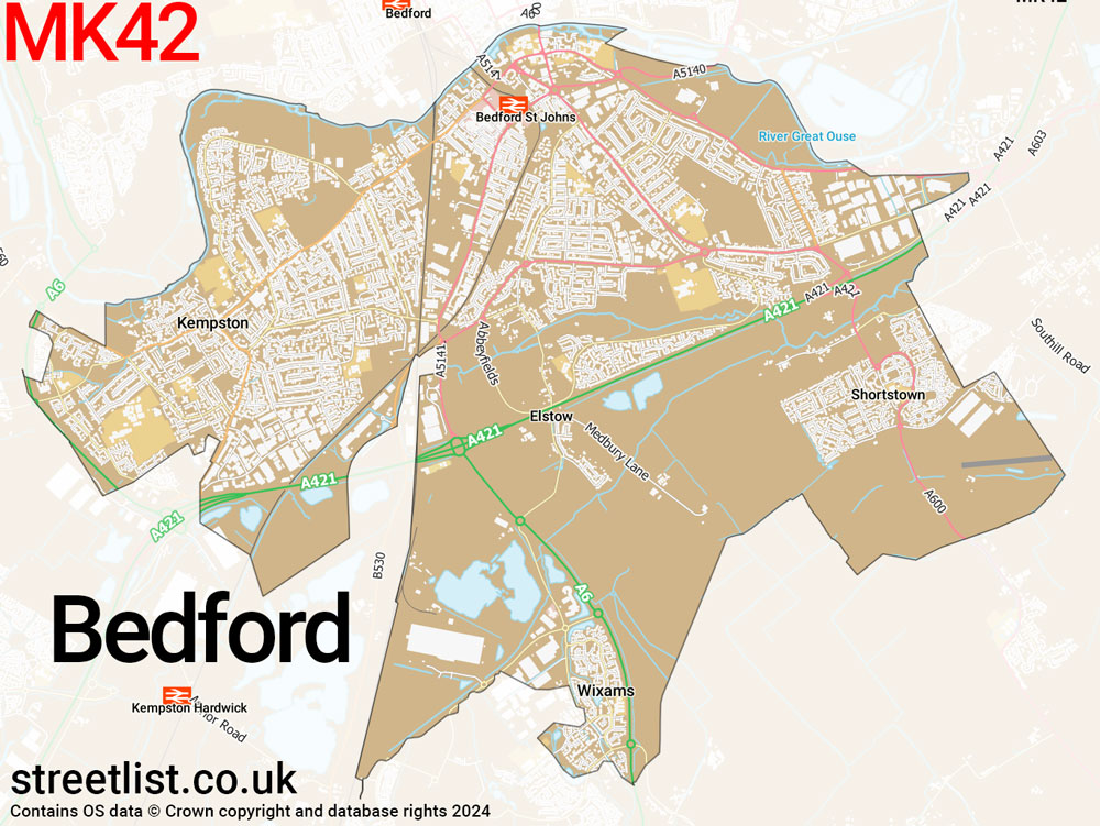 Map of the MK42 postcode