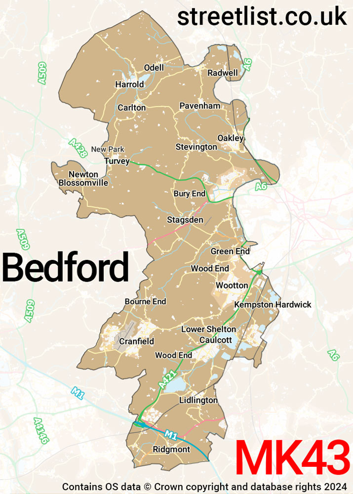 Map of the MK43 postcode