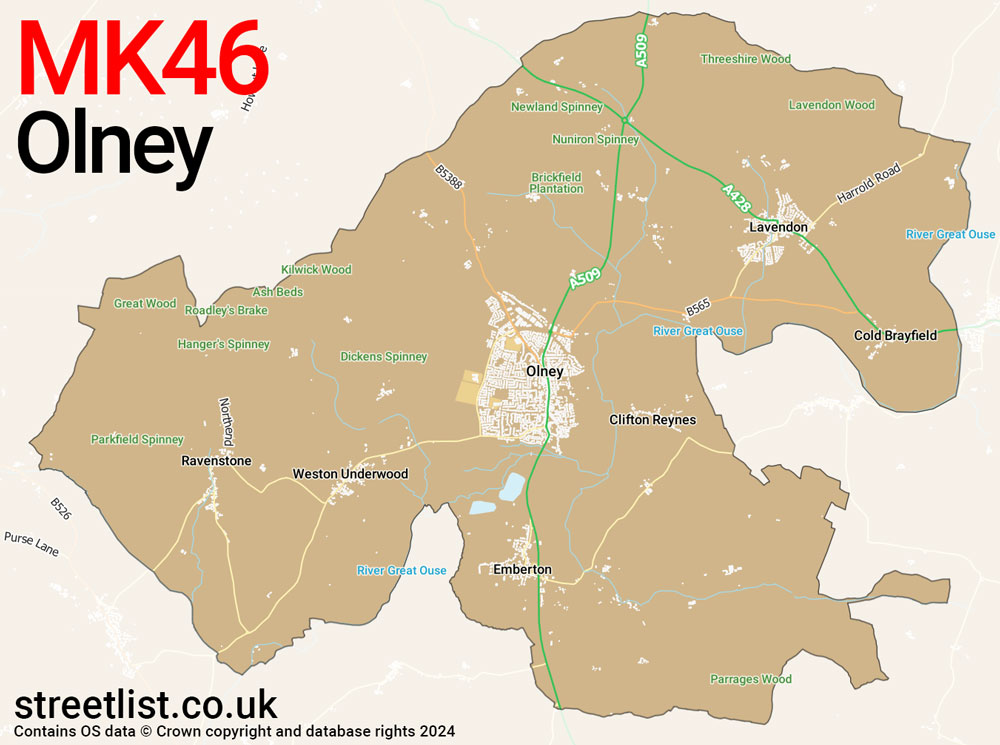 Map of the MK46 postcode