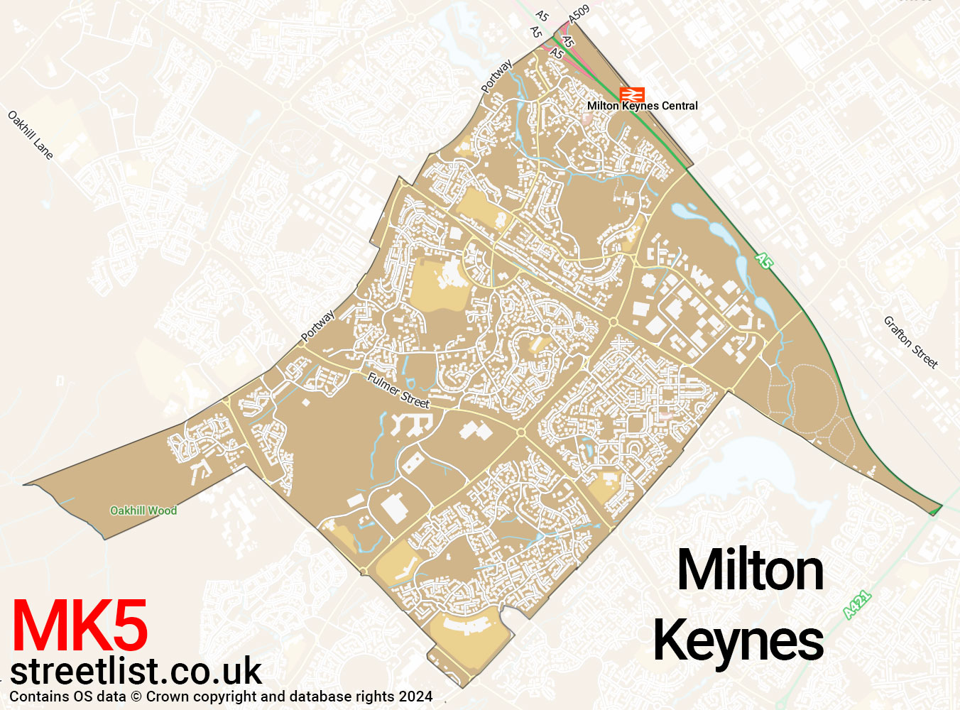 Map of the MK5 postcode