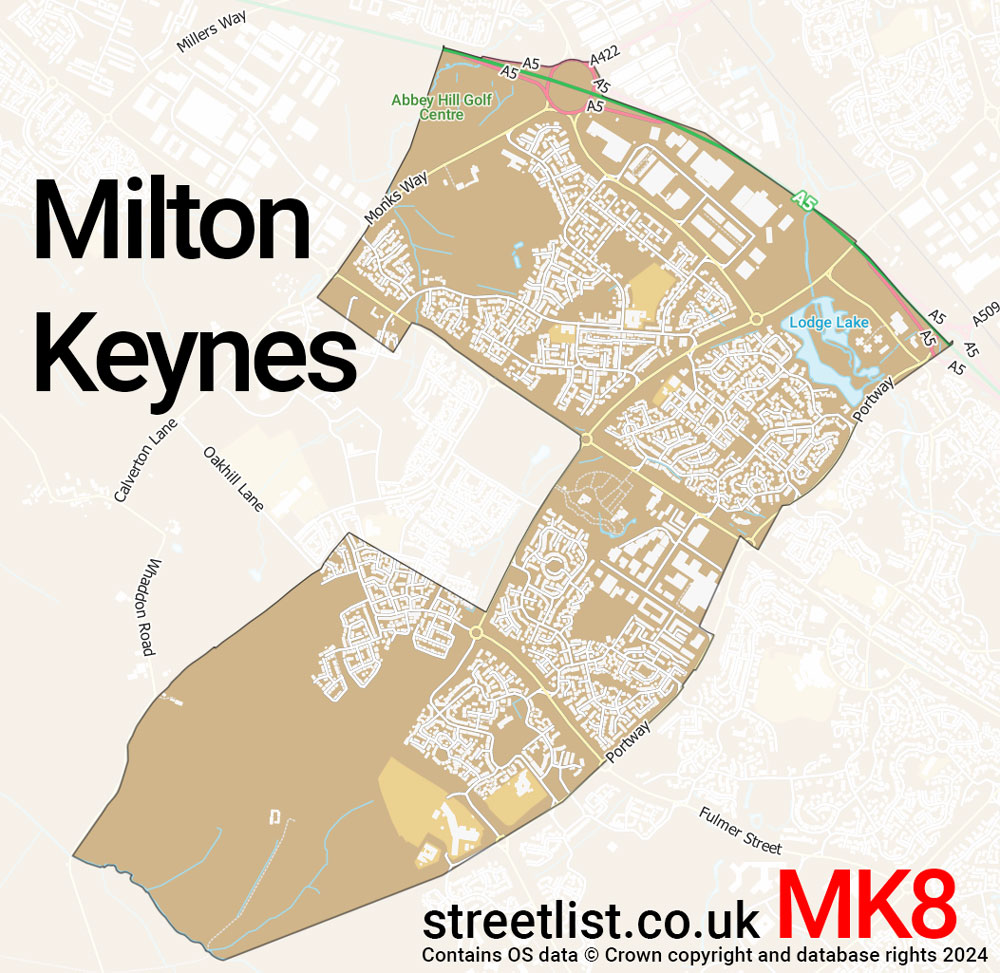 Map of the MK8 postcode