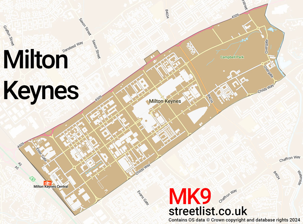 Map of the MK9 postcode