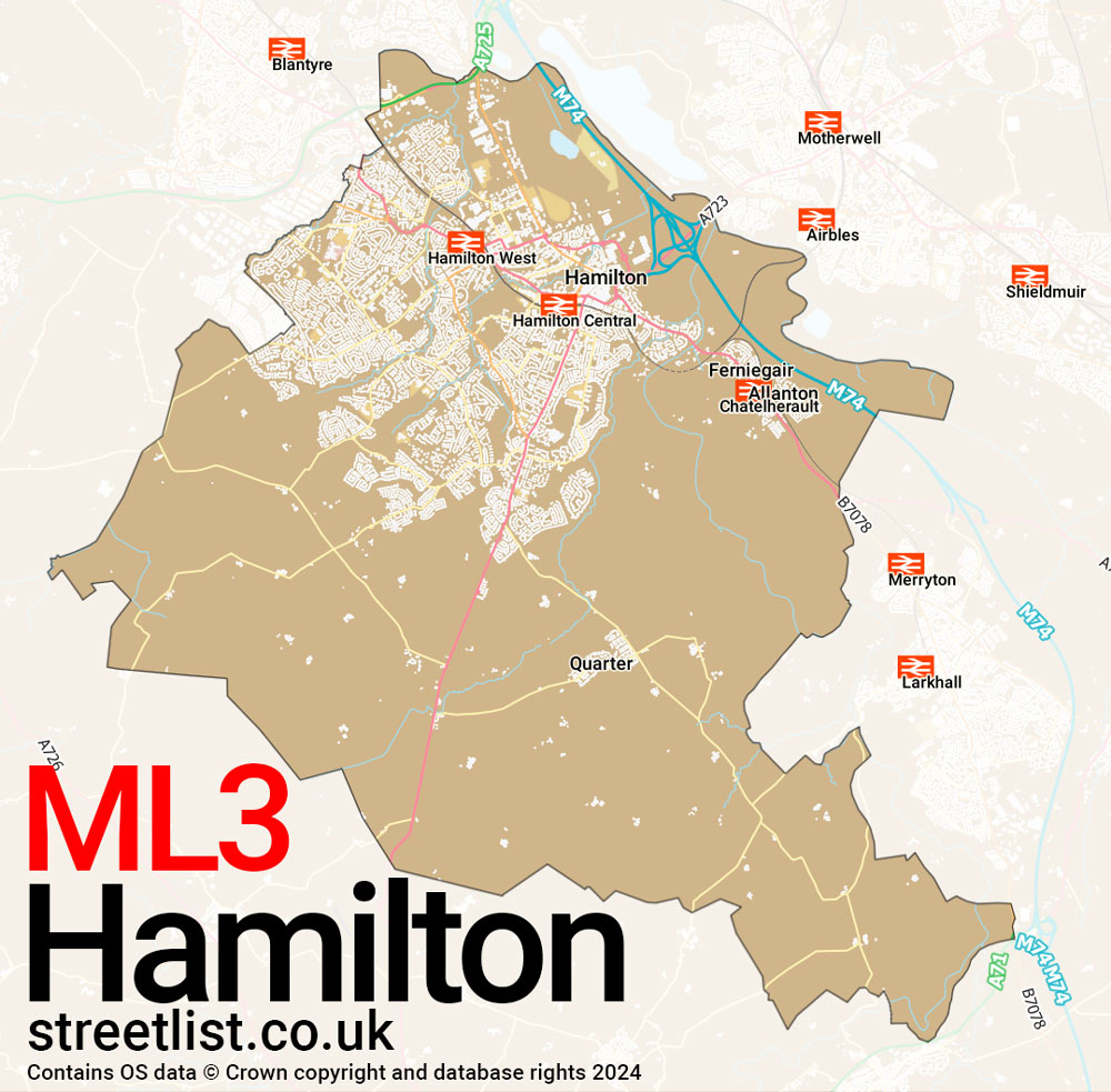 Map of the ML3 postcode