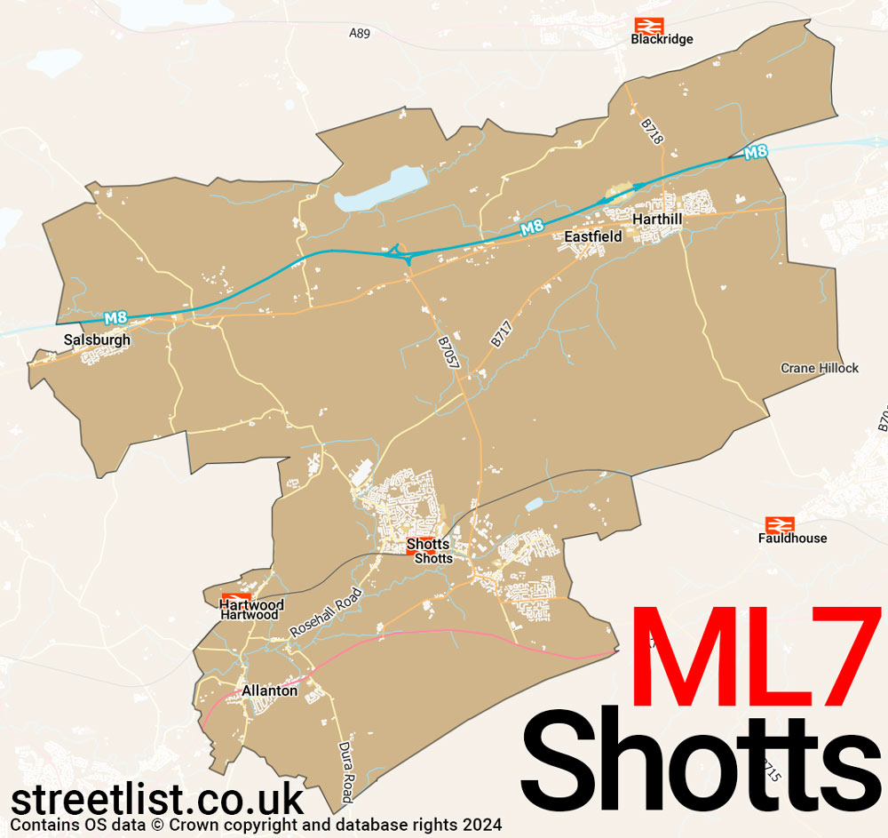 Map of the ML7 postcode