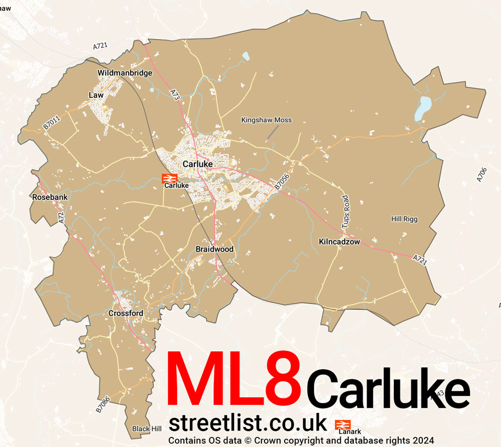 Map of the ML8 postcode