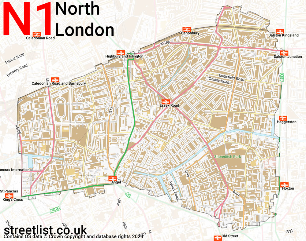 Map of the N1 postcode