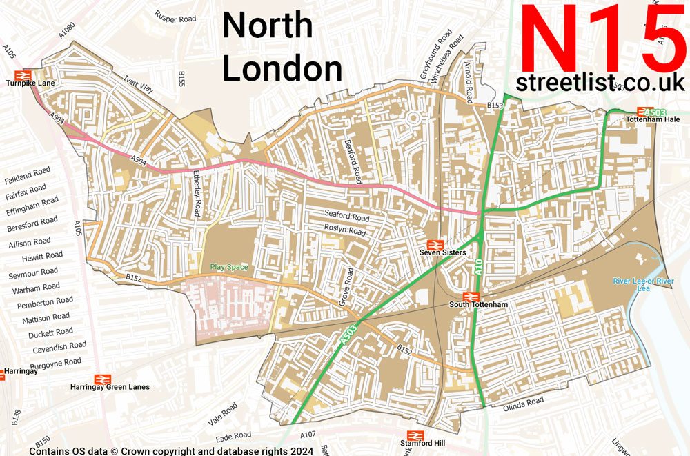 Map of the N15 postcode