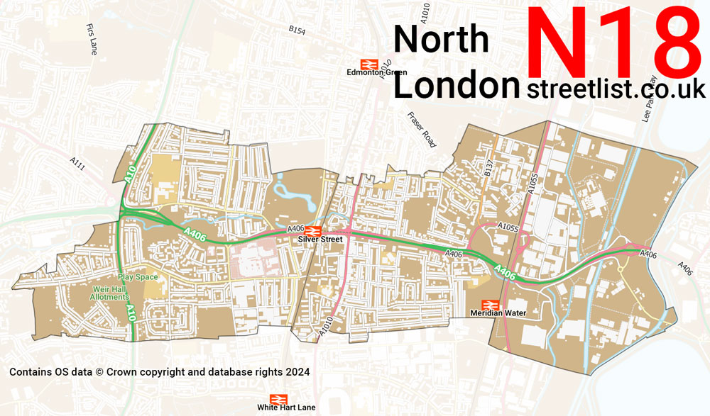 Map of the N18 postcode