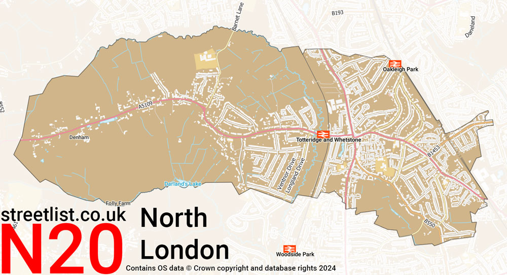 Map of the N20 postcode