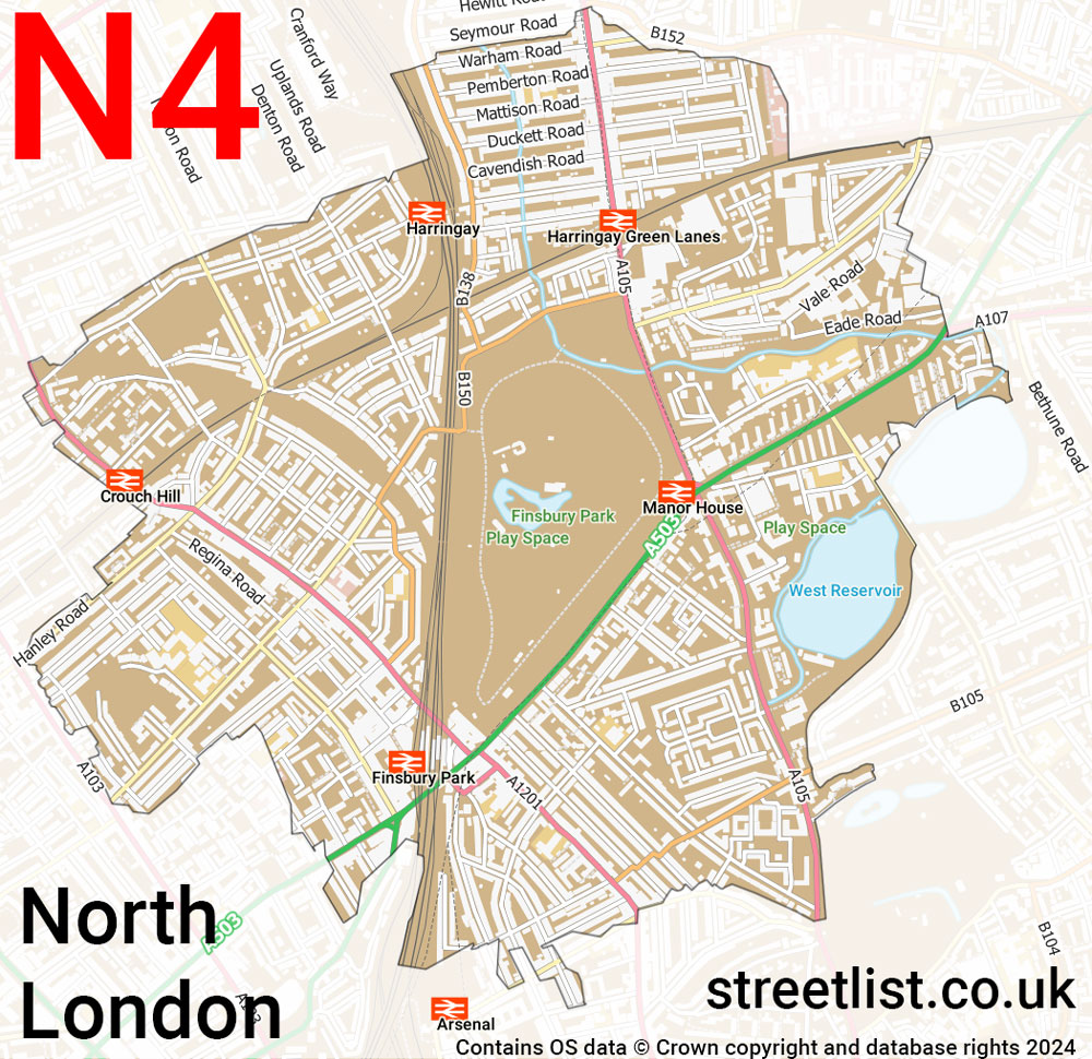 Map of the N4 postcode