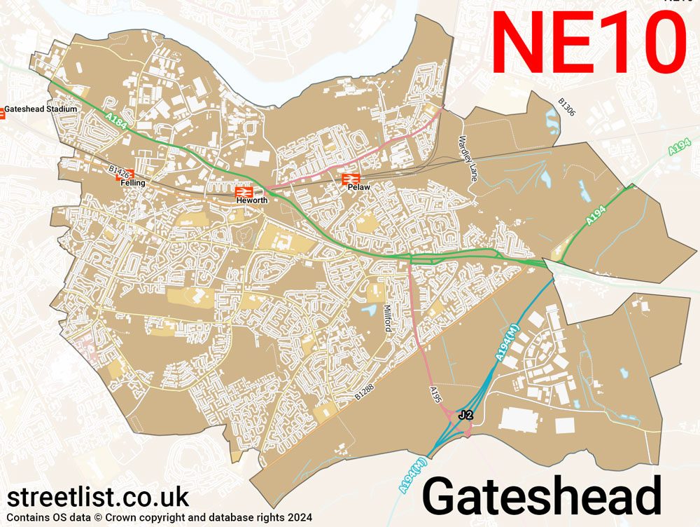 Map of the NE10 postcode