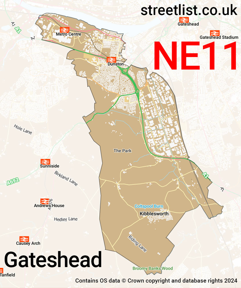 Map of the NE11 postcode