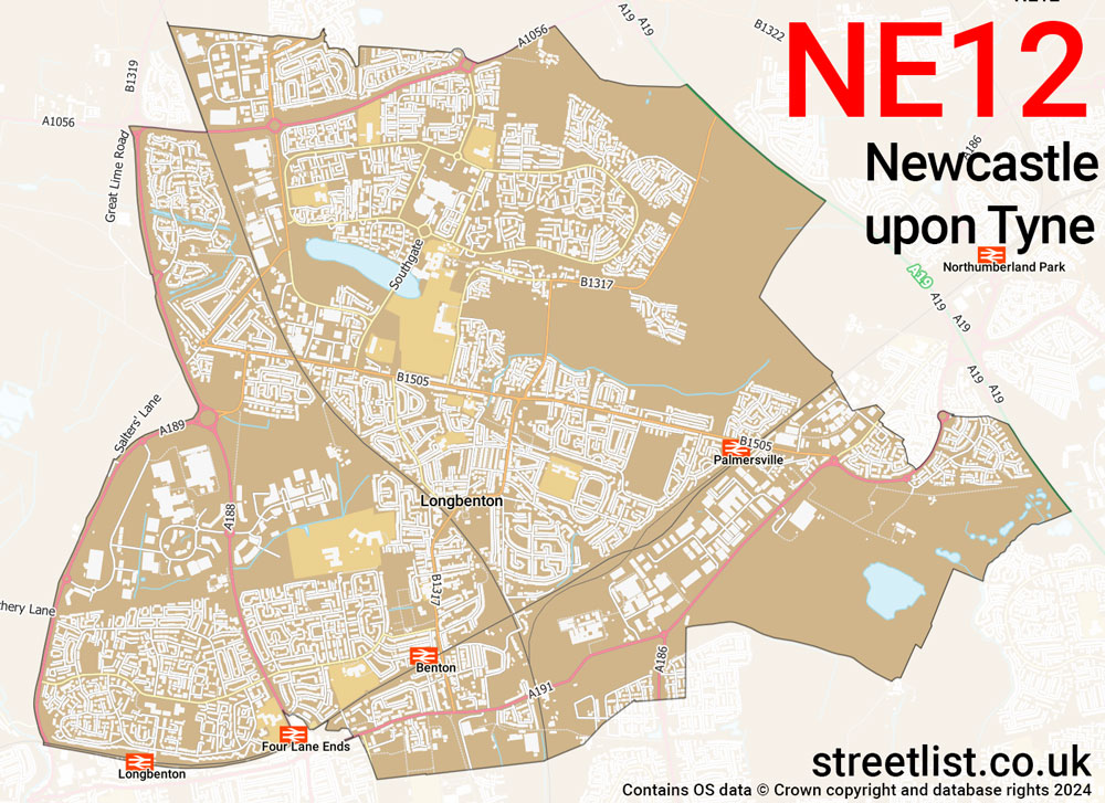 Map of the NE12 postcode