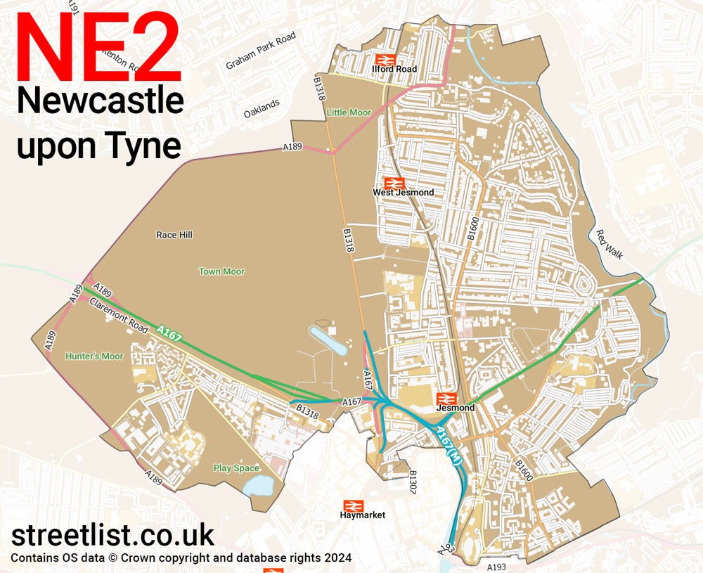 Map of the NE2 postcode