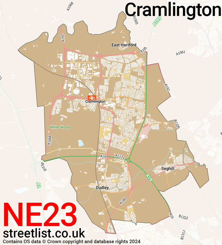 Map of the NE23 postcode