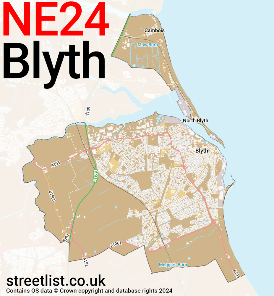 Map of the NE24 postcode