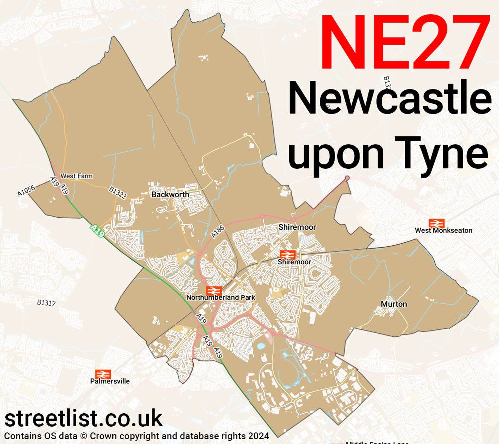 Map of the NE27 postcode