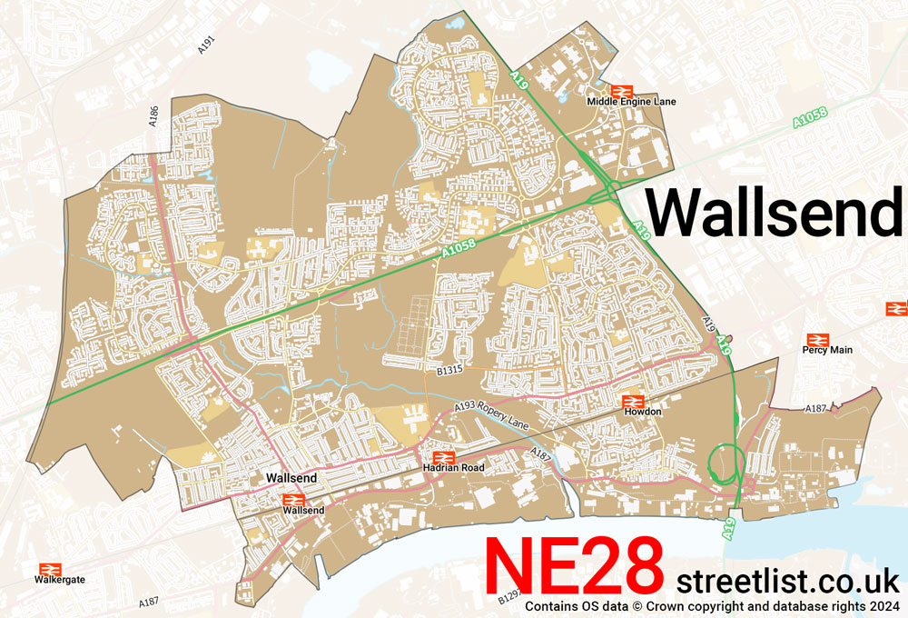 Map of the NE28 postcode