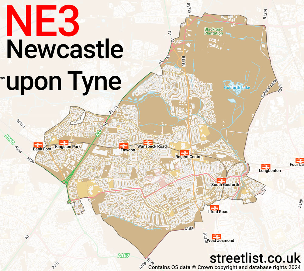 Map of the NE3 postcode