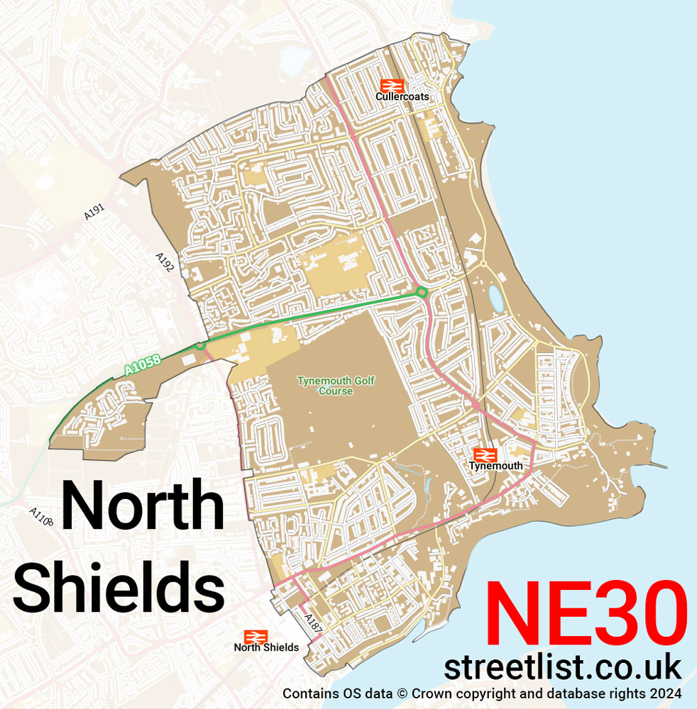 Map of the NE30 postcode