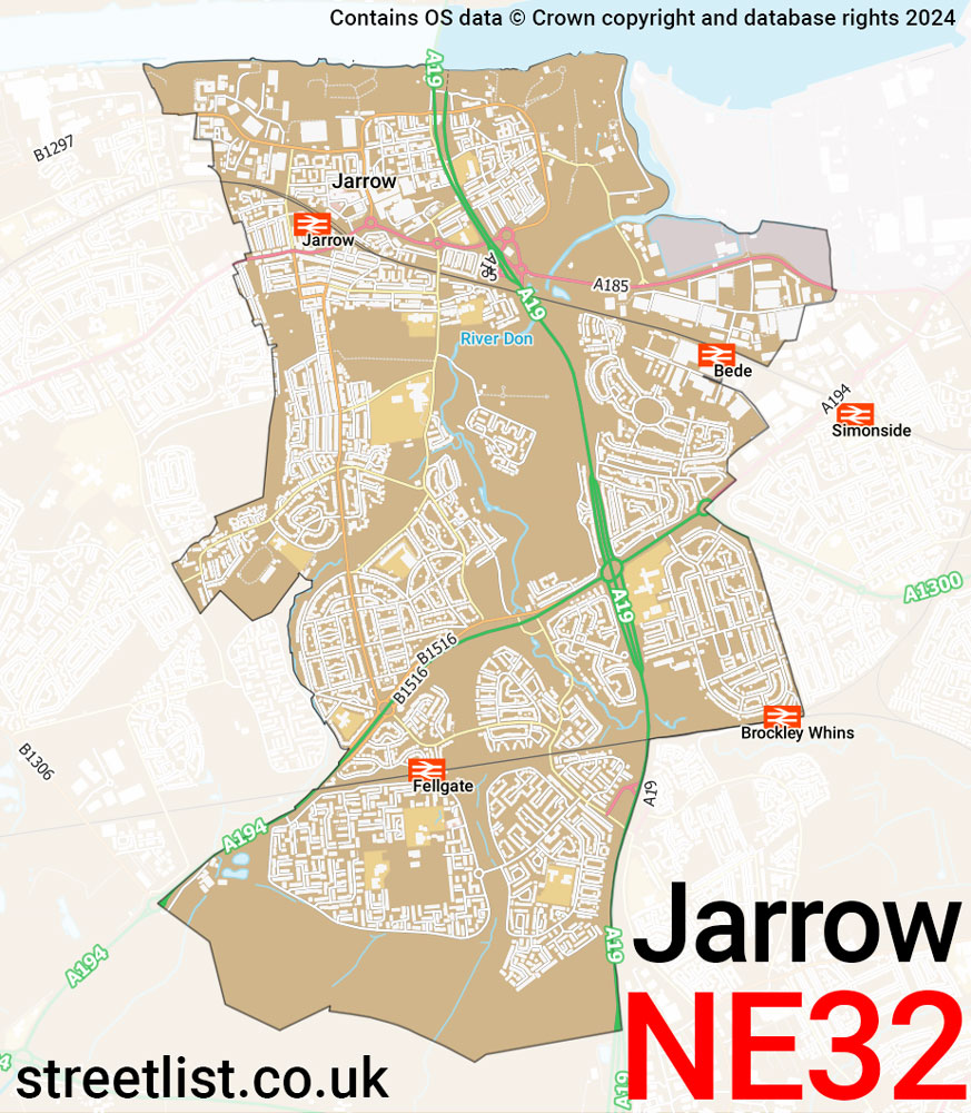 Map of the NE32 postcode