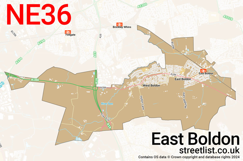 Map of the NE36 postcode