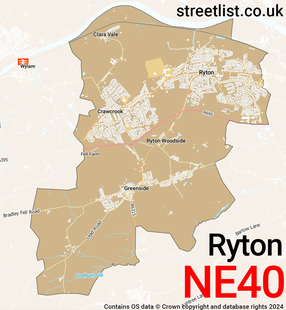 Map of the NE40 postcode