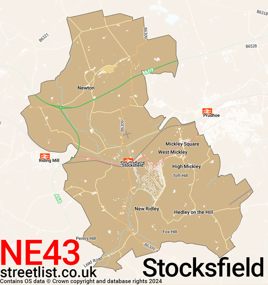 Map of the NE43 postcode