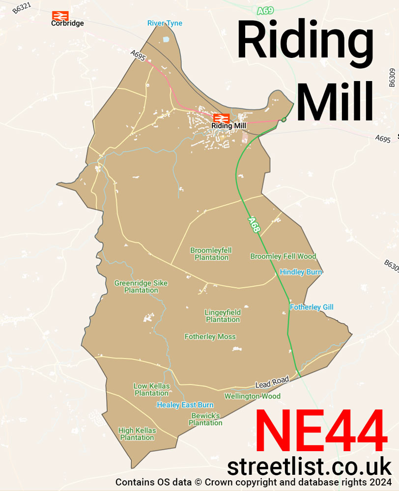 Map of the NE44 postcode