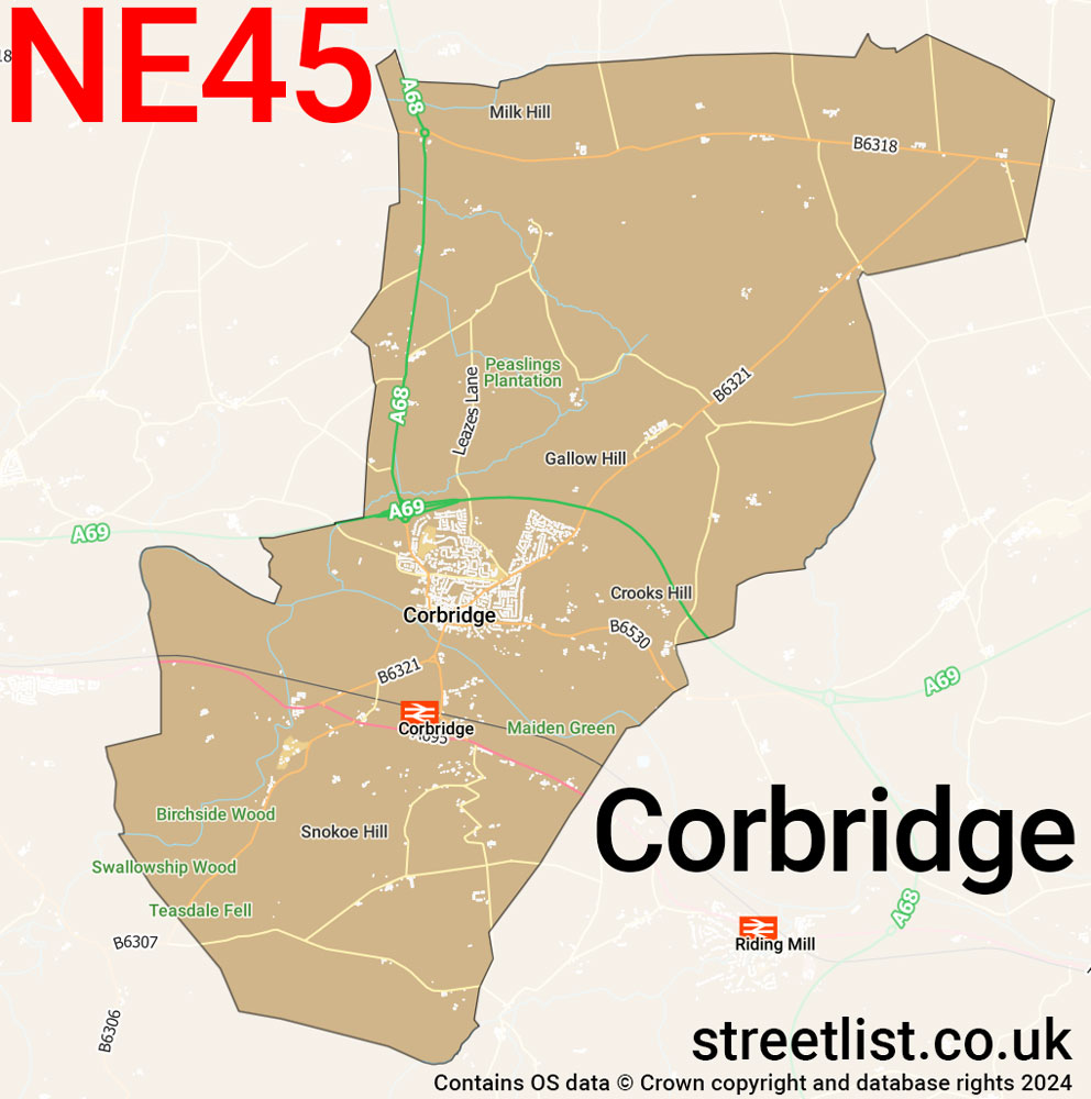 Map of the NE45 postcode