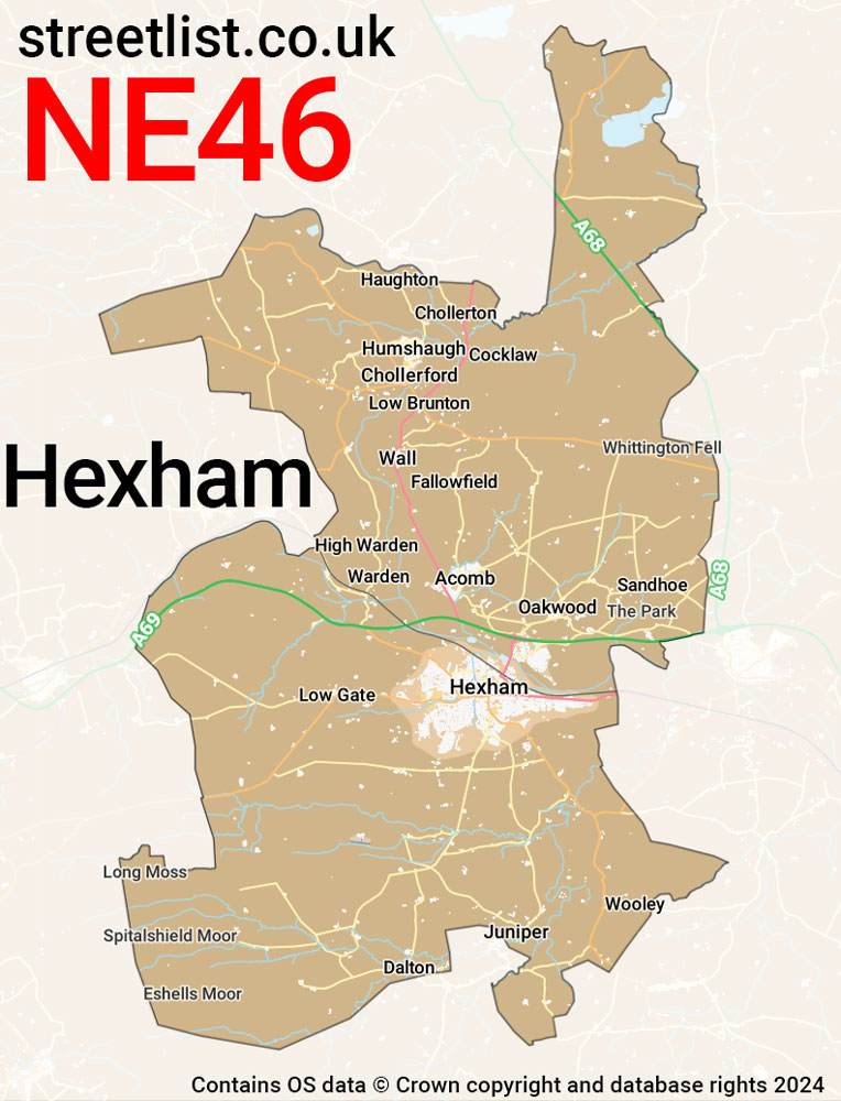 Map of the NE46 postcode