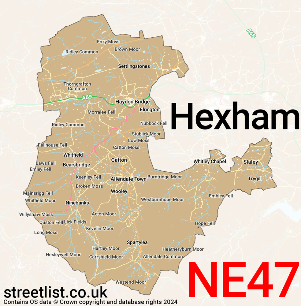 Map of the NE47 postcode