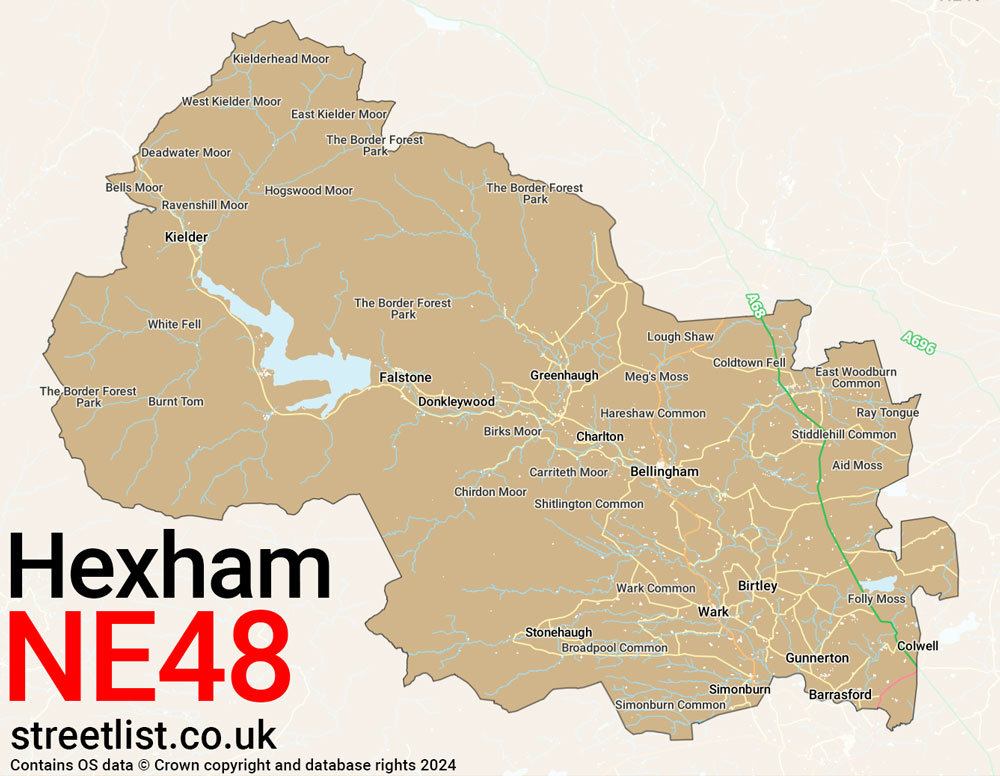 Map of the NE48 postcode