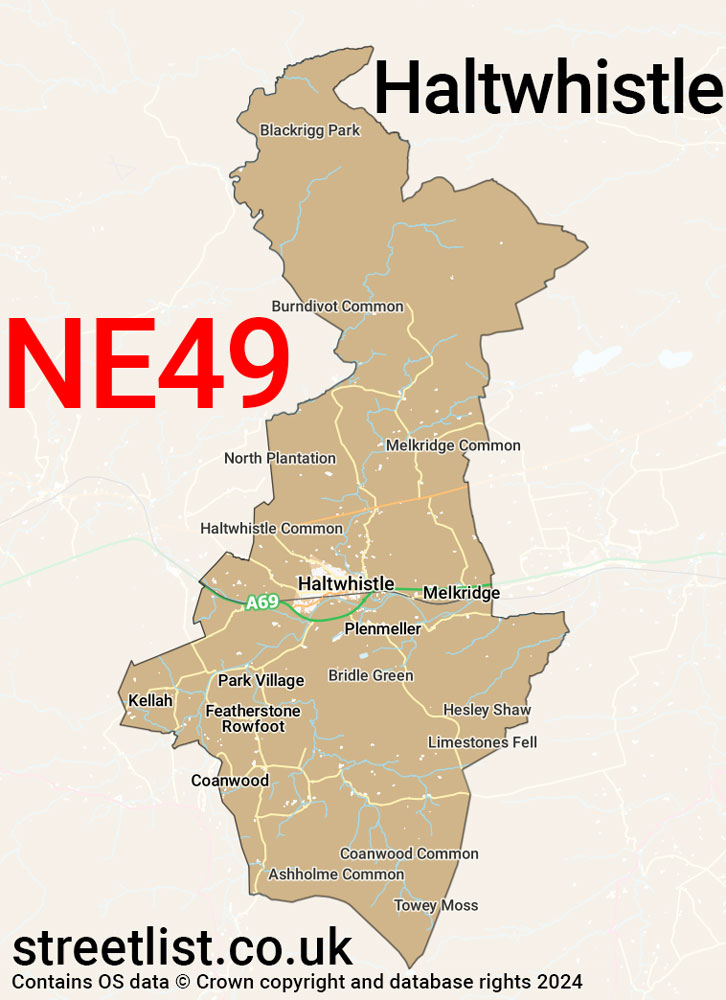 Map of the NE49 postcode