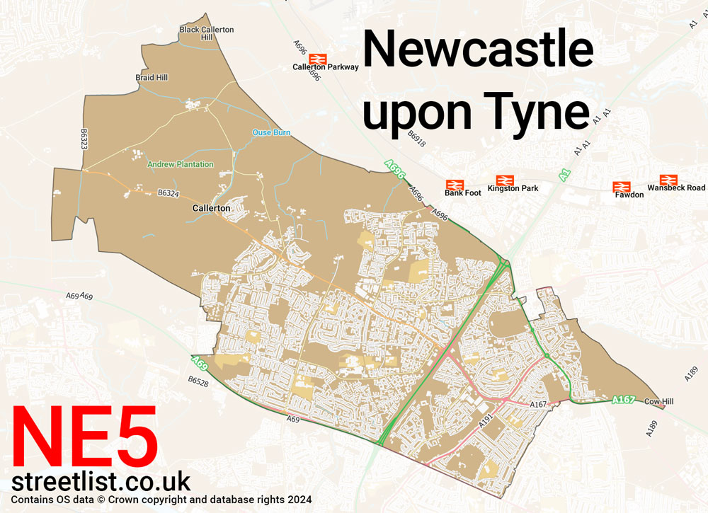 Map of the NE5 postcode