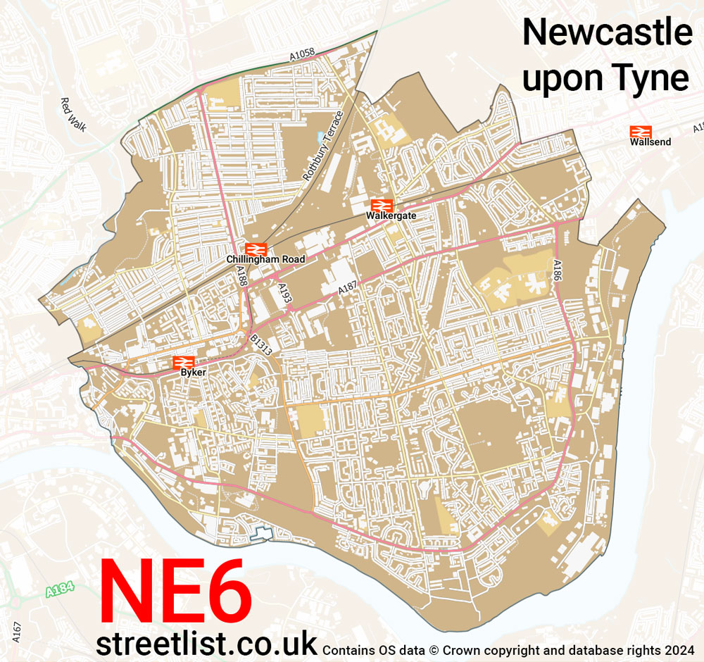 Map of the NE6 postcode