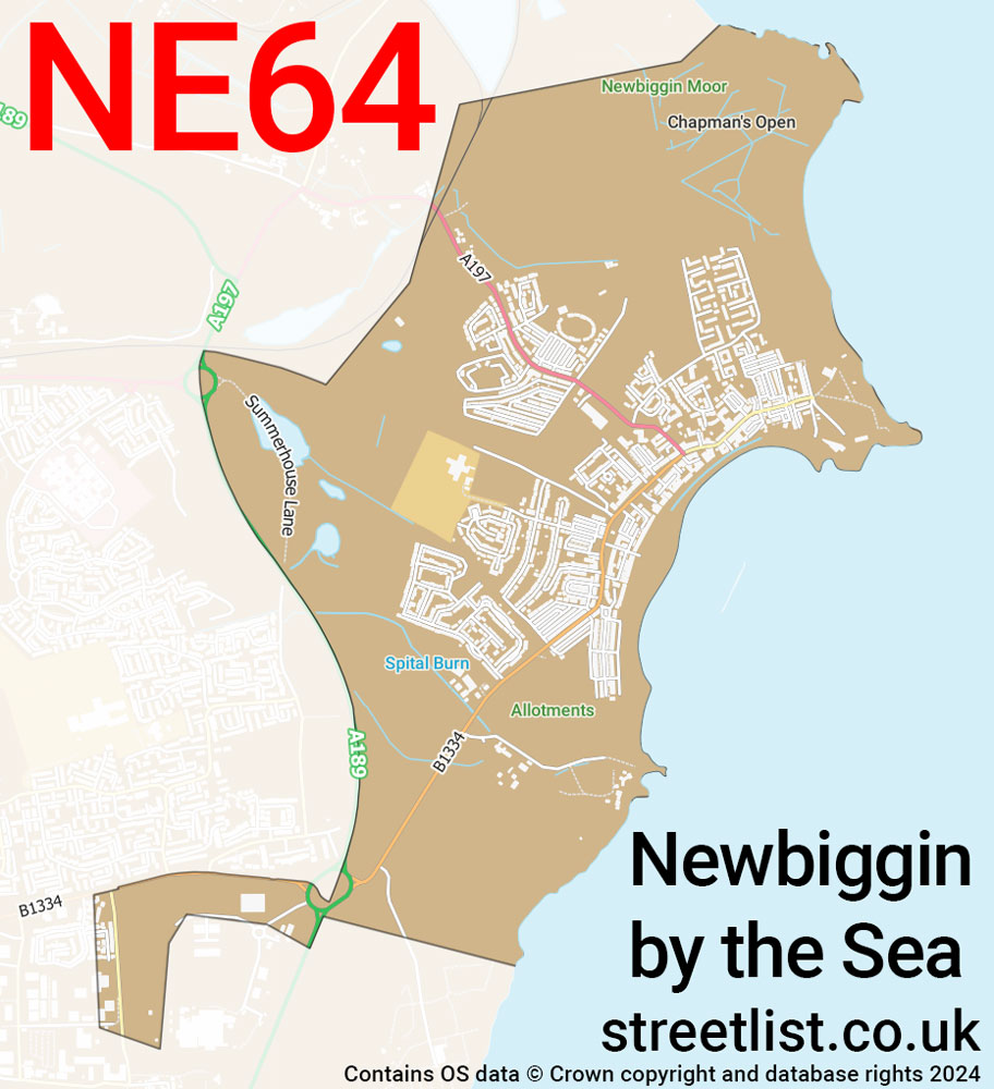 Map of the NE64 postcode