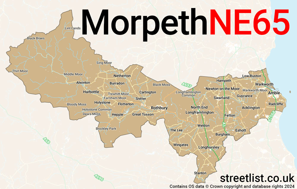 Map of the NE65 postcode