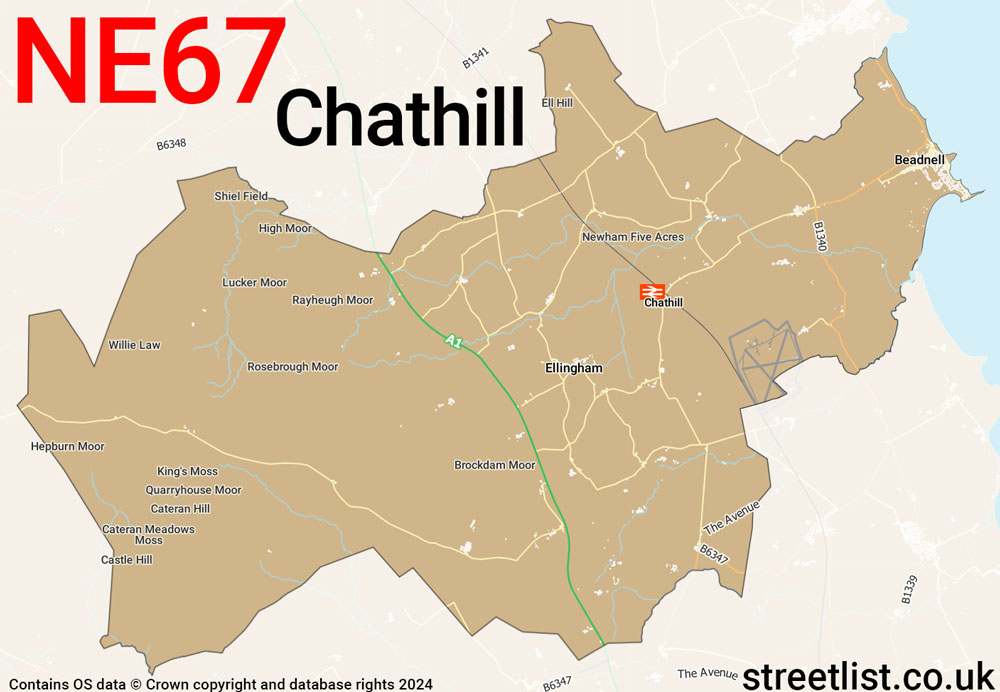 Map of the NE67 postcode