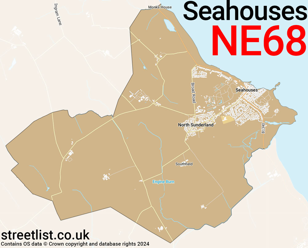 Map of the NE68 postcode