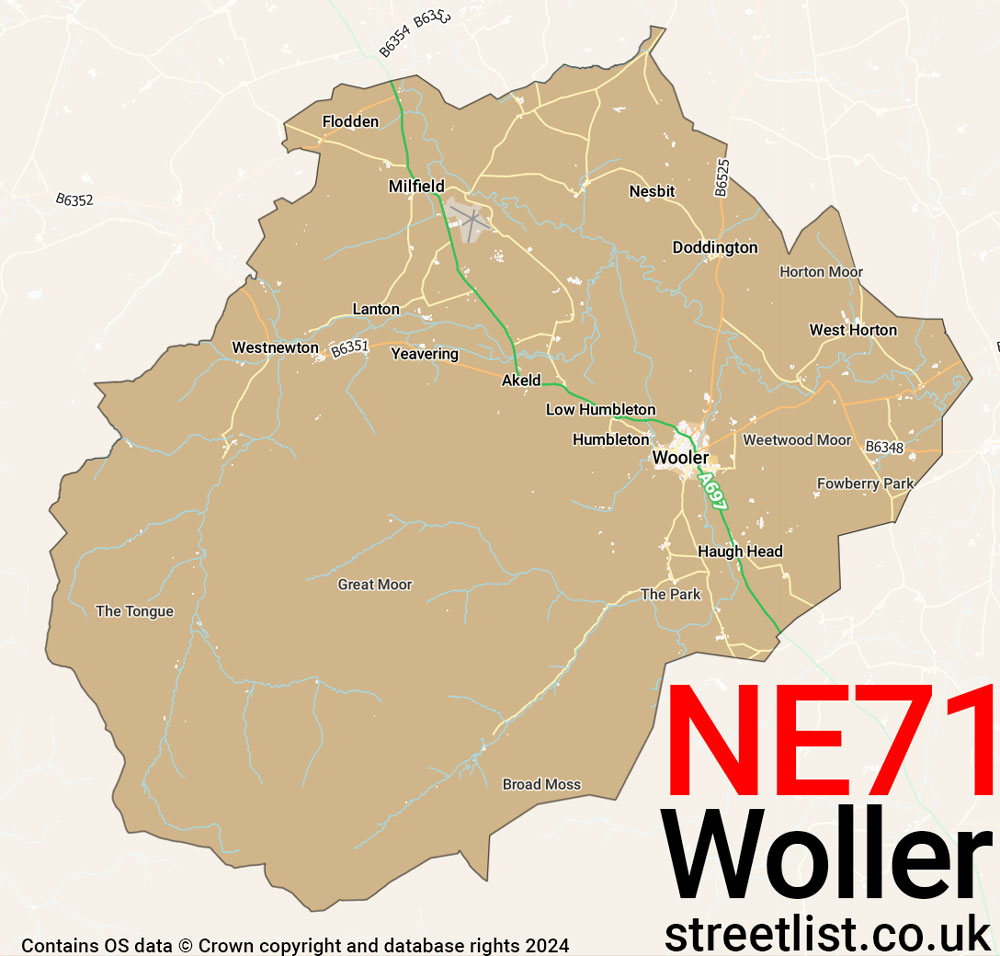 Map of the NE71 postcode