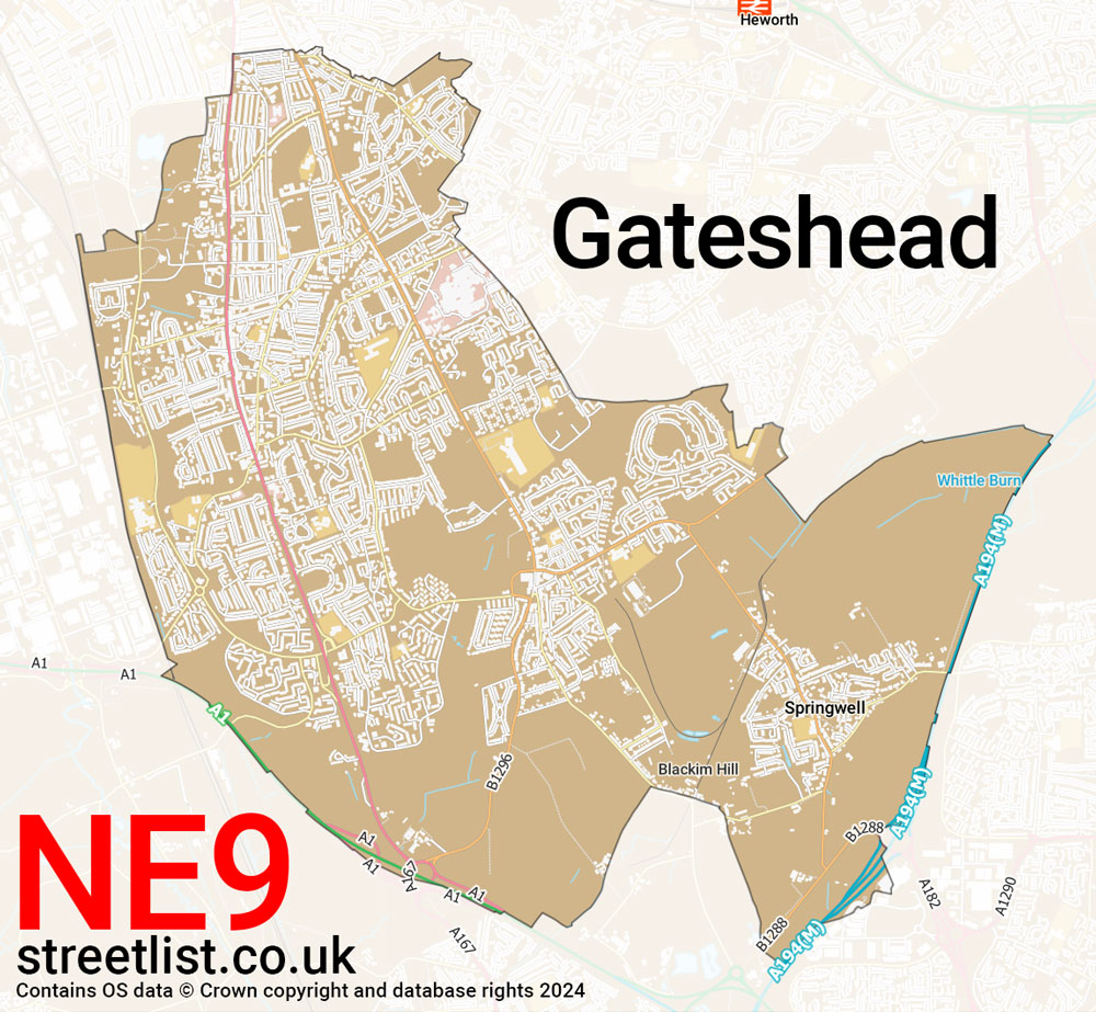 Map of the NE9 postcode