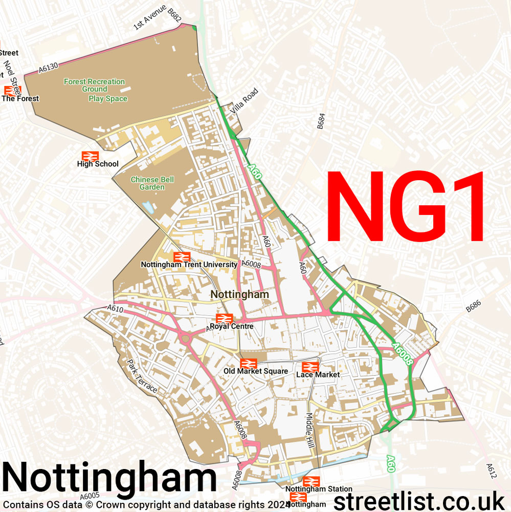 Map of the NG1 postcode