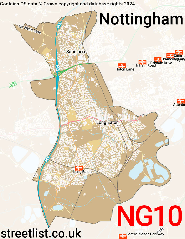 Map of the NG10 postcode