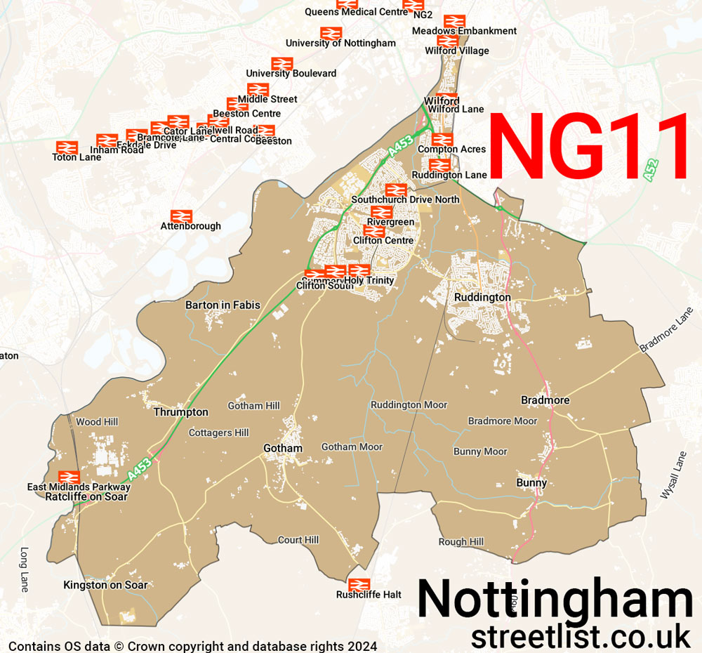 Map of the NG11 postcode