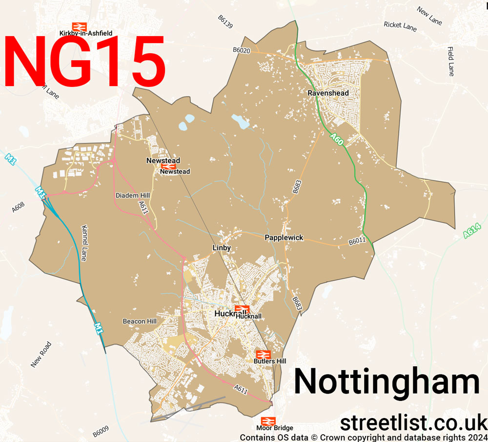 Map of the NG15 postcode