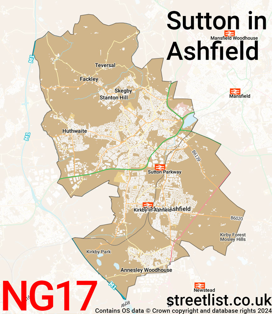 Map of the NG17 postcode